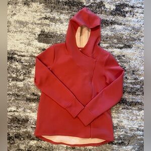 Cuddl Duds Red High Neckline Long Sleeve Front Zipper Hoodie Sweatshirt Size S